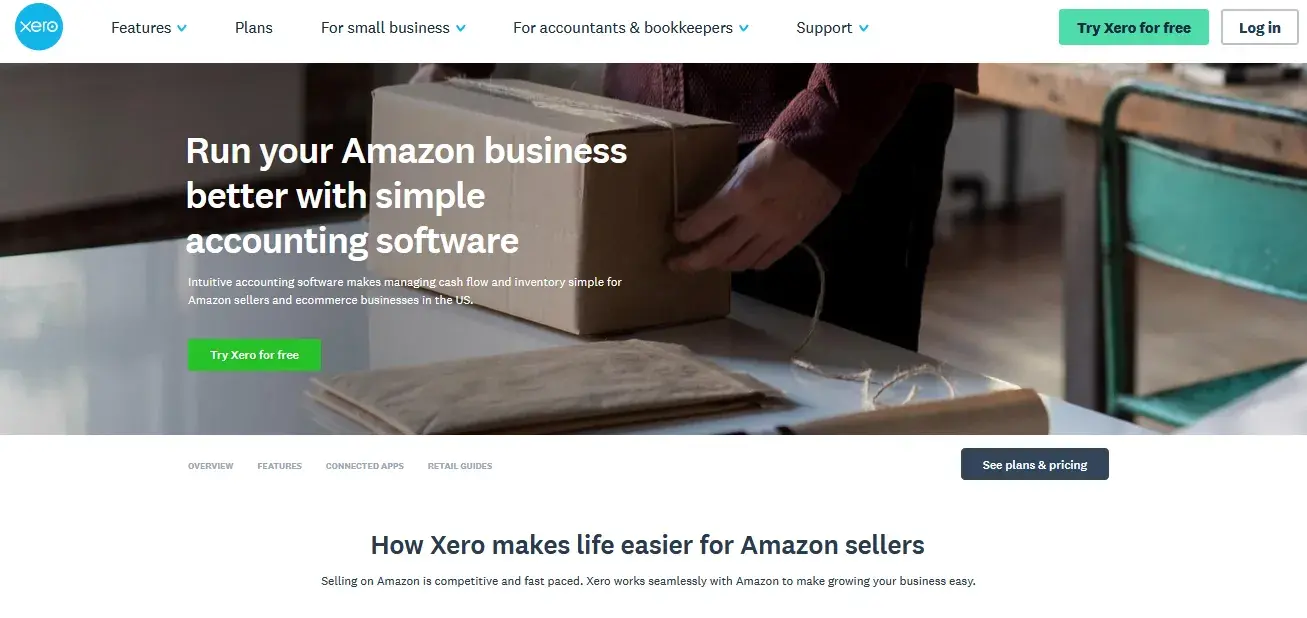 Xero for Amazon FBA - website screen short